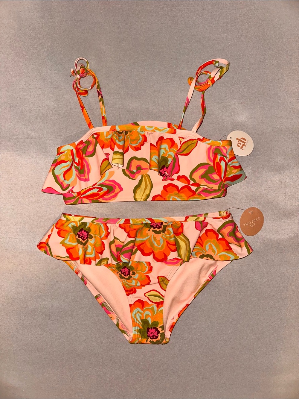 Girl’s Floral Ruffle Bikini Two-Piece Swimsuit